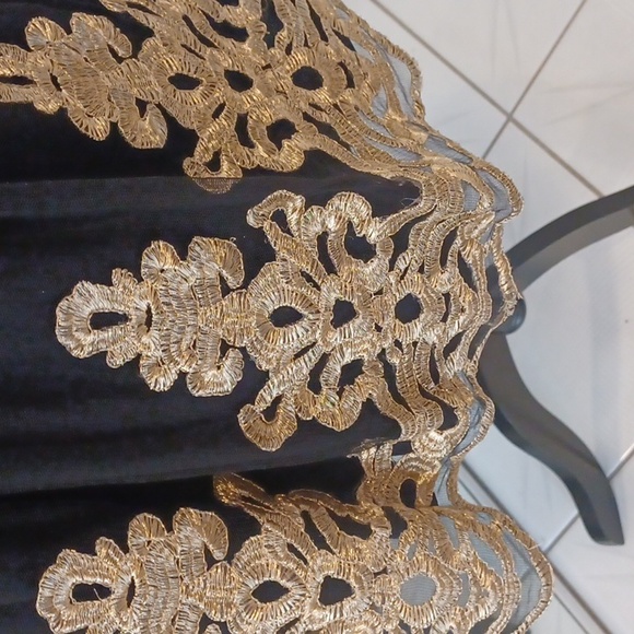 2/$70 Black Strapless Dress with Gold Detailing - Fits Size XS - Picture 2 of 8